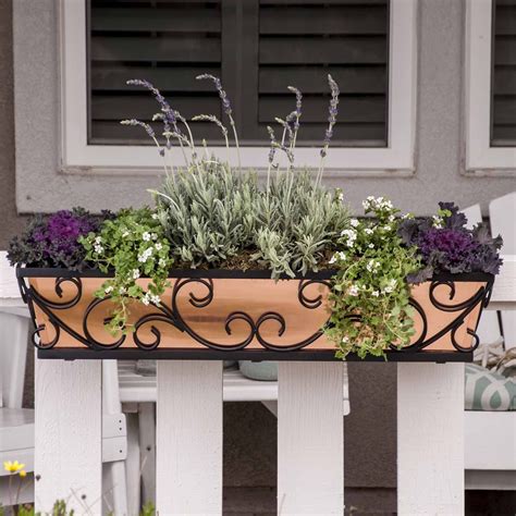 window flower metal boxes|deck railing window boxes.